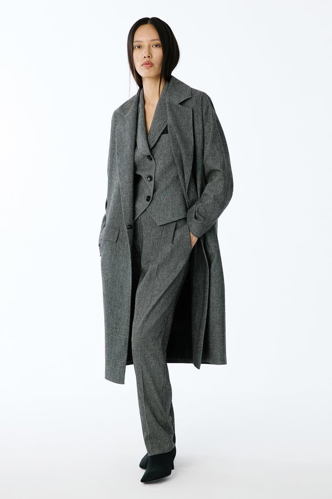 Oversize Uzun Antrasit Kaban