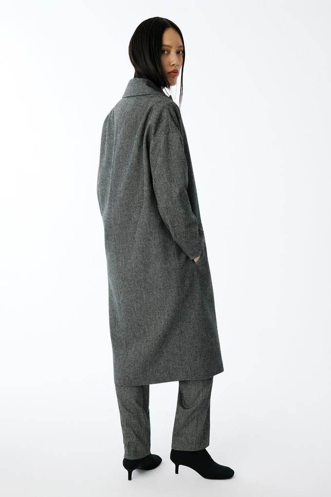 Oversize Uzun Antrasit Kaban