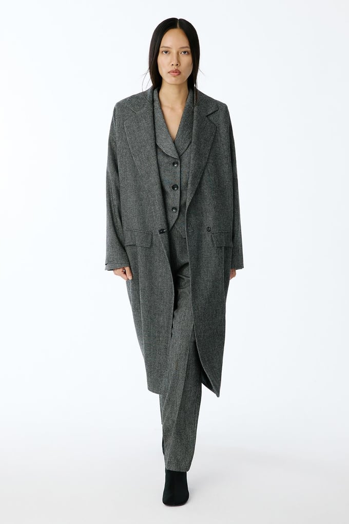 Oversize Uzun Antrasit Kaban