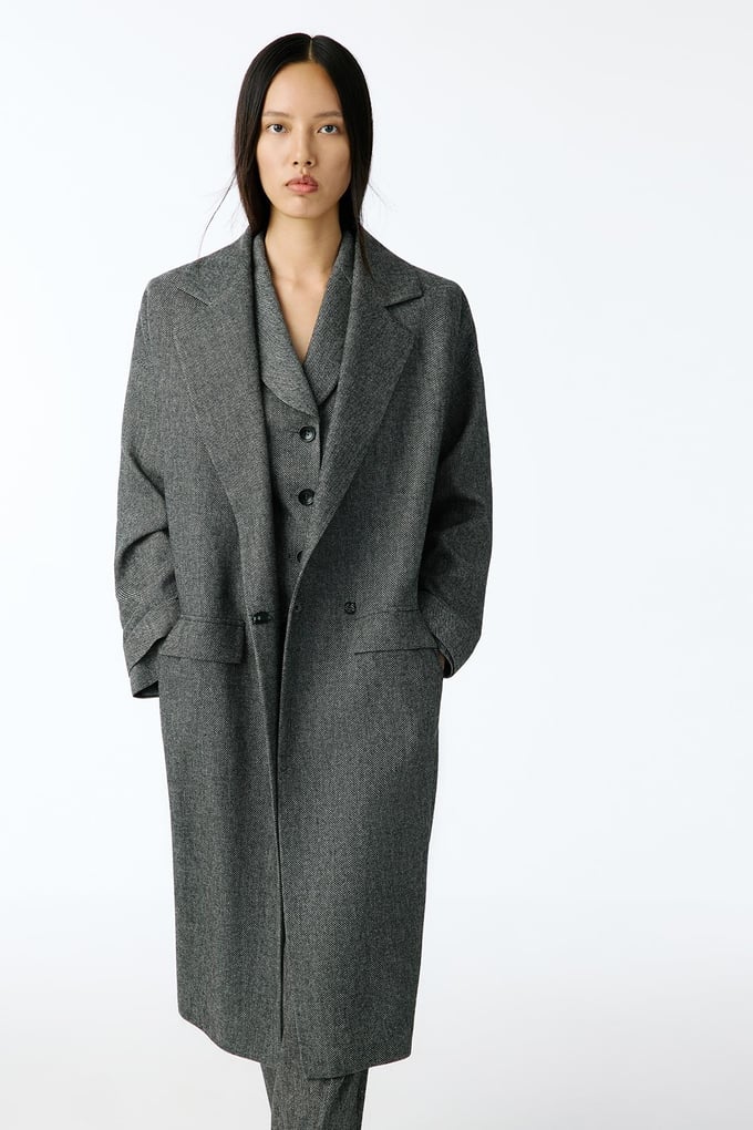 Oversize Uzun Antrasit Kaban