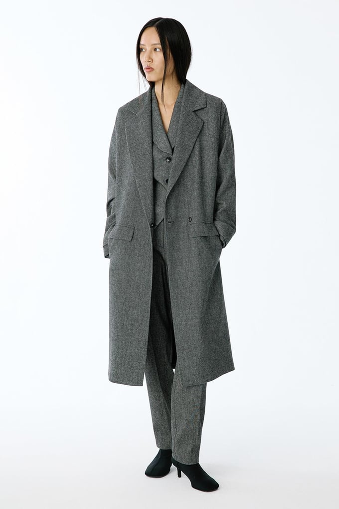 Oversize Uzun Antrasit Kaban
