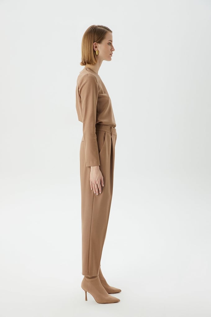 Pensli Yüksek Bel Camel Pantolon