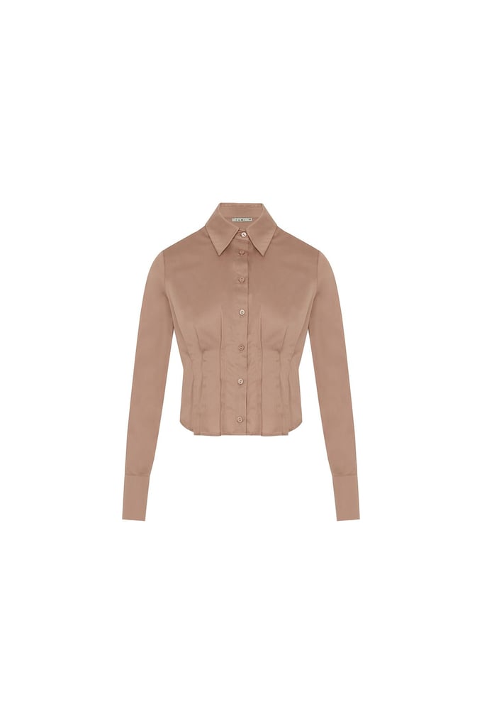 Pleated Detail Mink Shirt