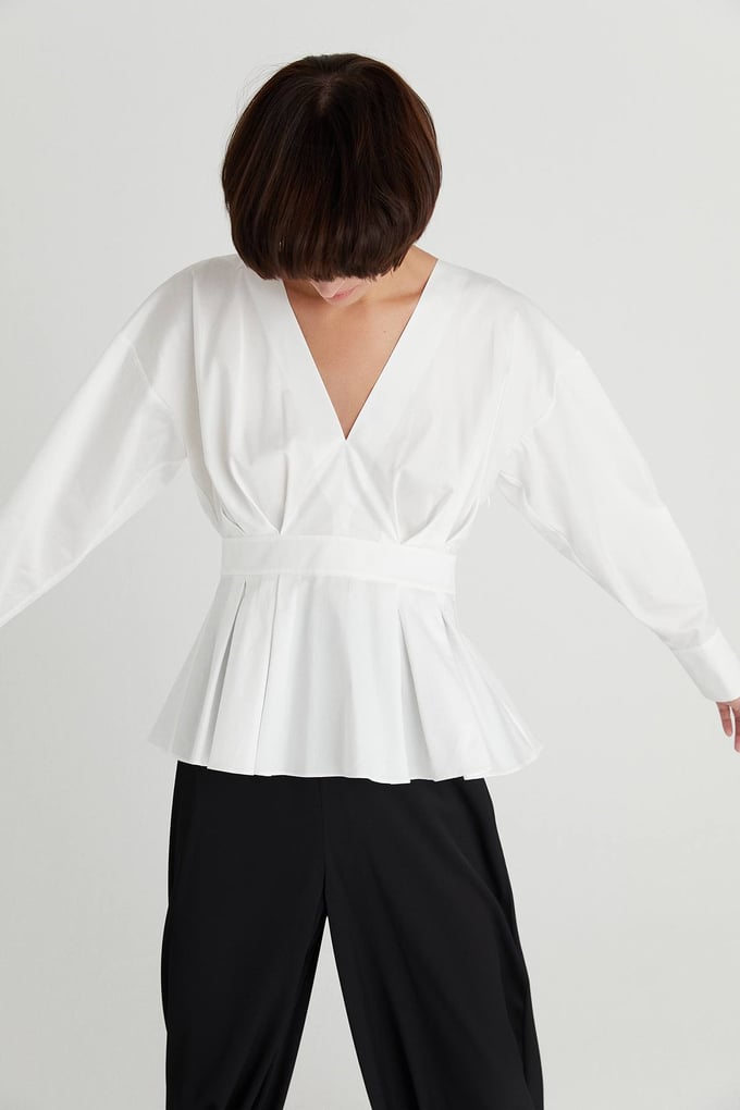 Pilili Poplin Ekru Bluz