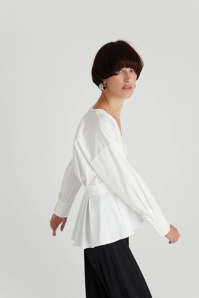 Pilili Poplin Ekru Bluz