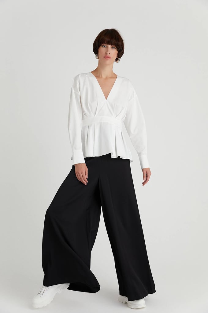 Pilili Poplin Ekru Bluz