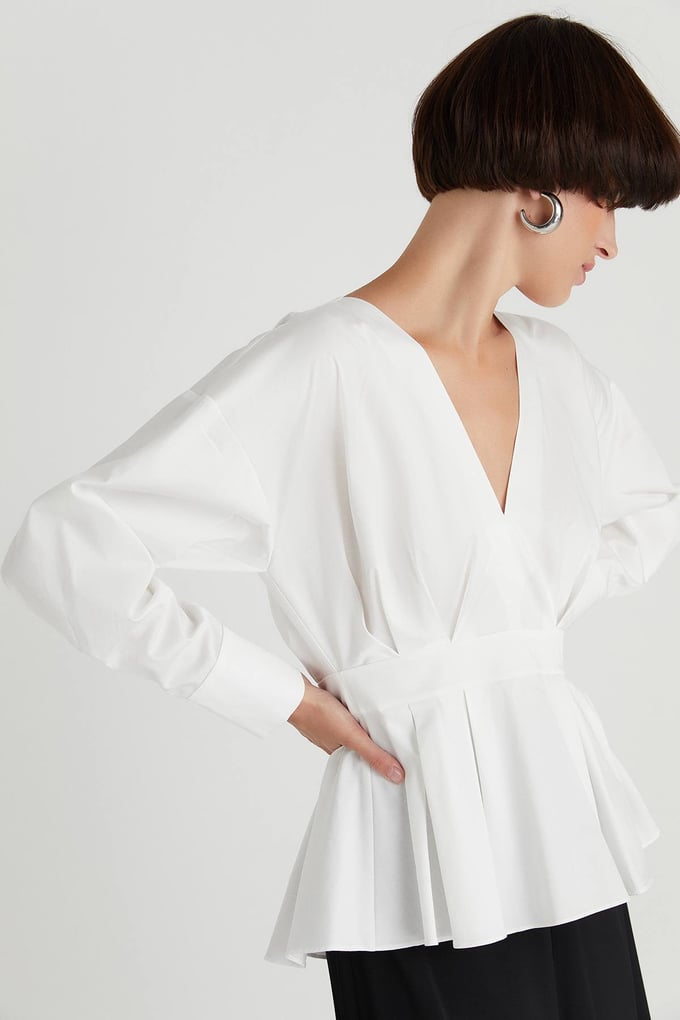 Pilili Poplin Ekru Bluz