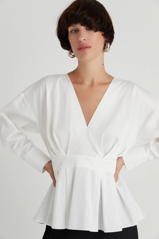 Pilili Poplin Ekru Bluz