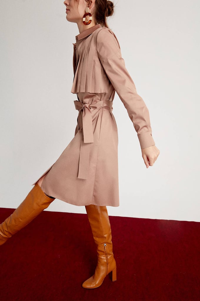 Pleated Shirt Dress Mink