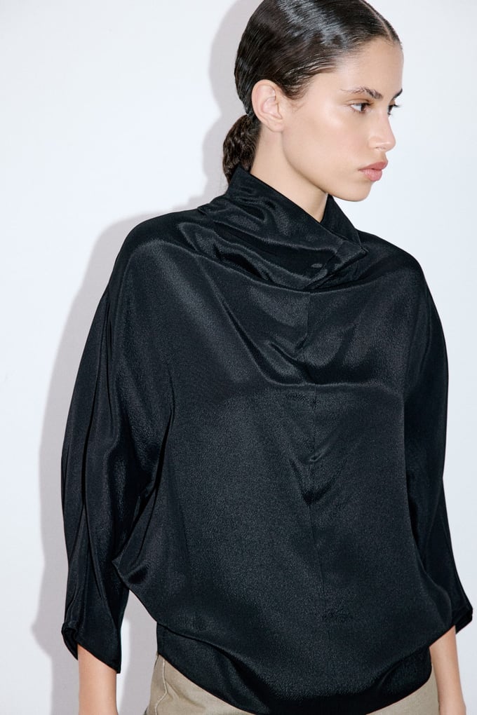 Satin Backless Black Blouse
