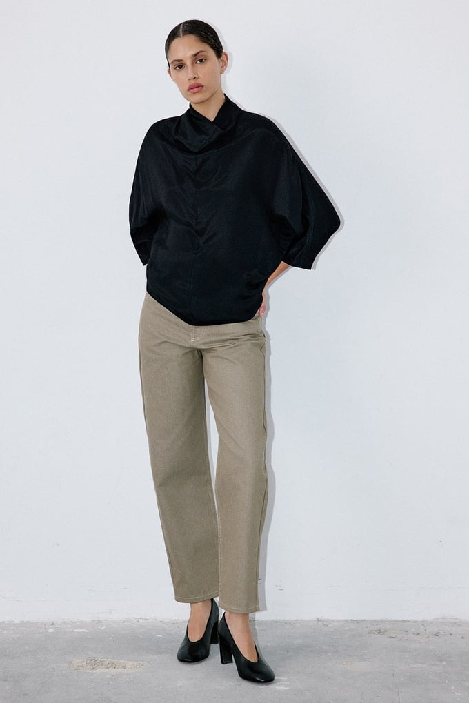 Satin Backless Black Blouse