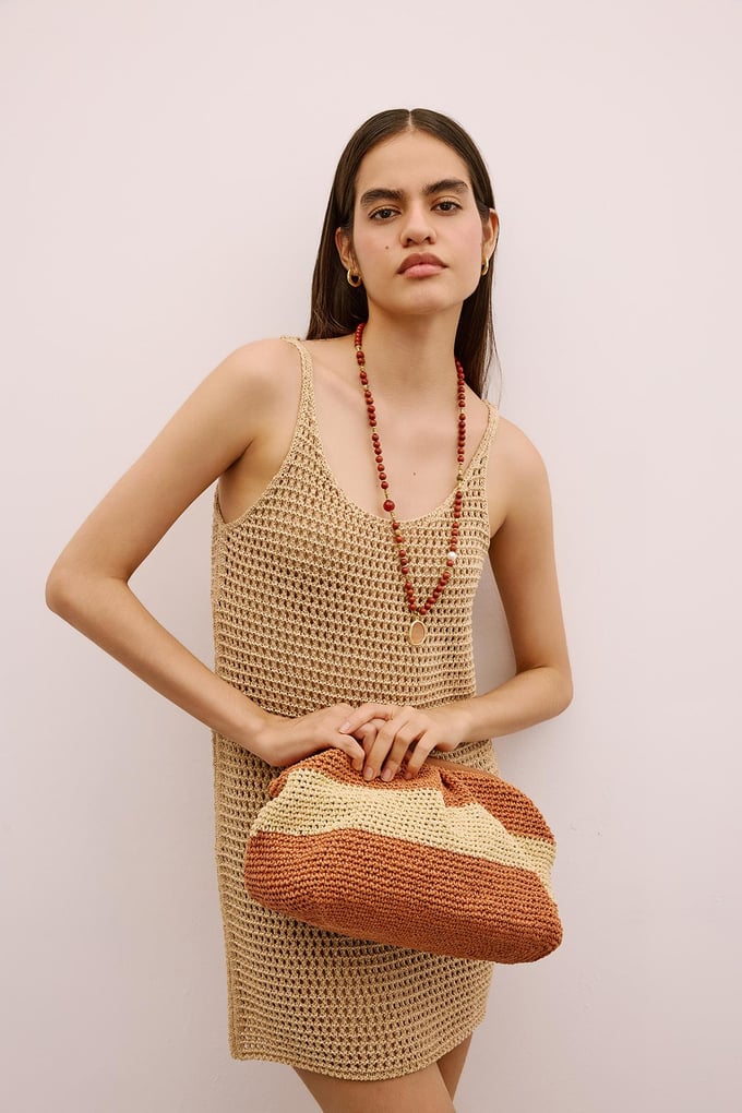 Ribbon Detail Wicker Cinnamon Bag