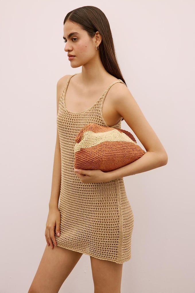 Ribbon Detail Wicker Cinnamon Bag