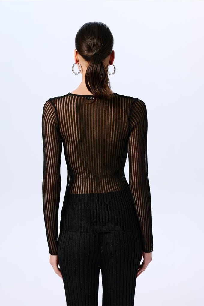 Glittery Transparent Black Blouse  