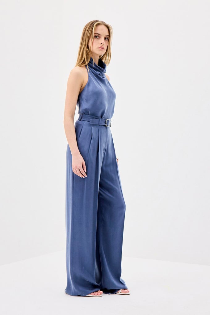 Backless Elegant Indigo Blouse