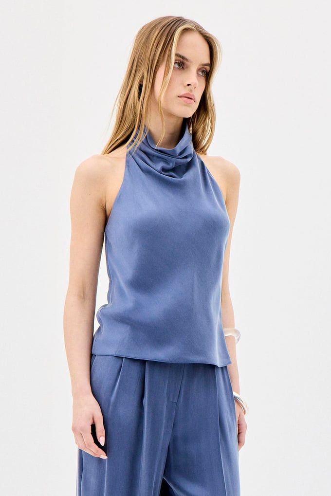 Backless Elegant Indigo Blouse