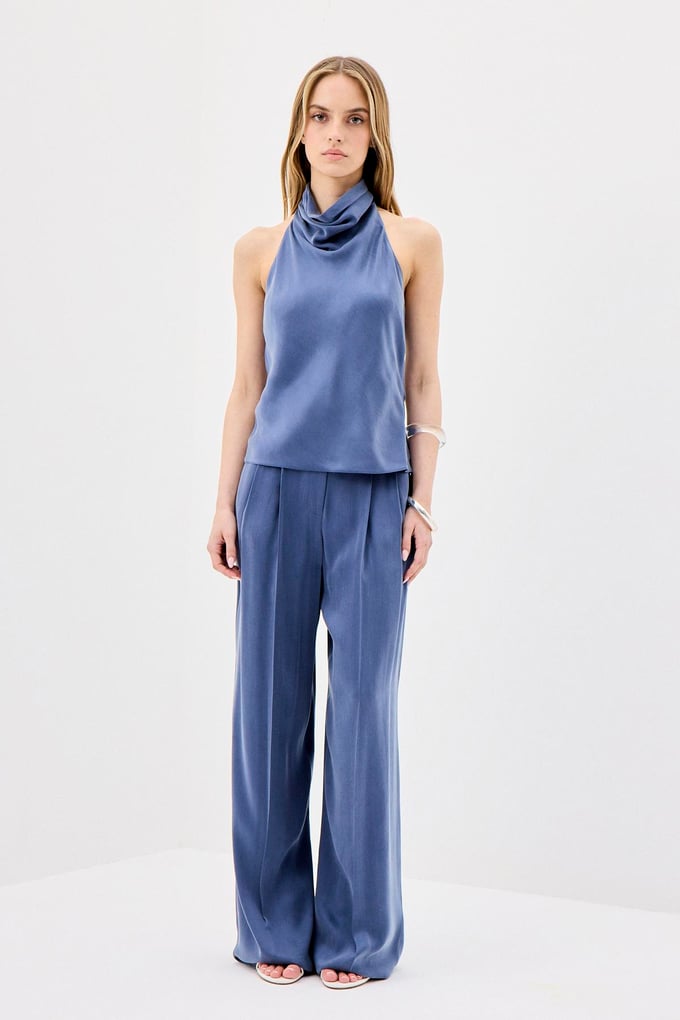 Backless Elegant Indigo Blouse