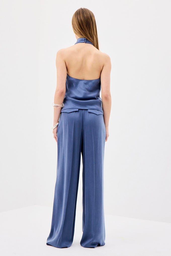 Backless Elegant Indigo Blouse