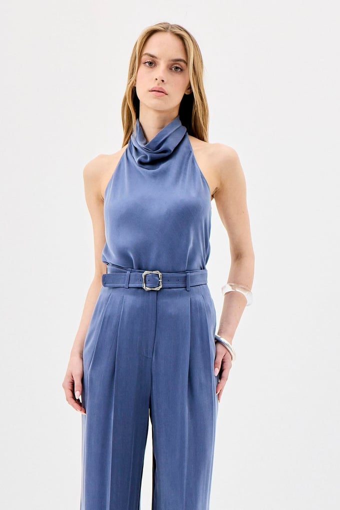 Backless Elegant Indigo Blouse