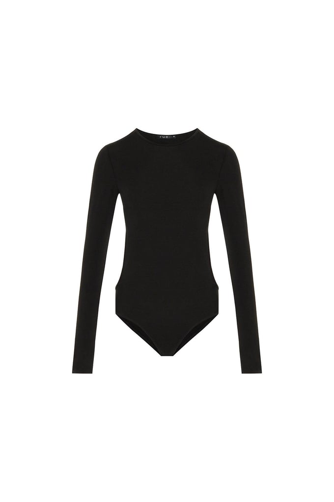 Sırt Dekolteli Uzun Kollu Siyah Body
