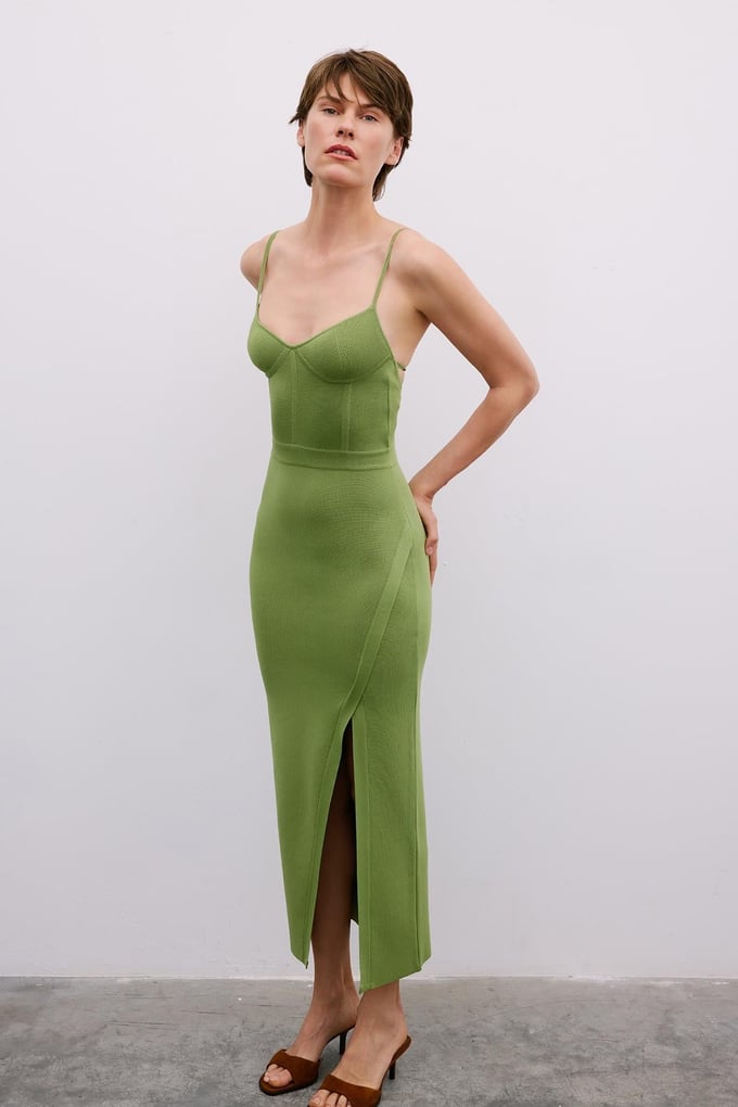 Backless Slit Long Green Dress