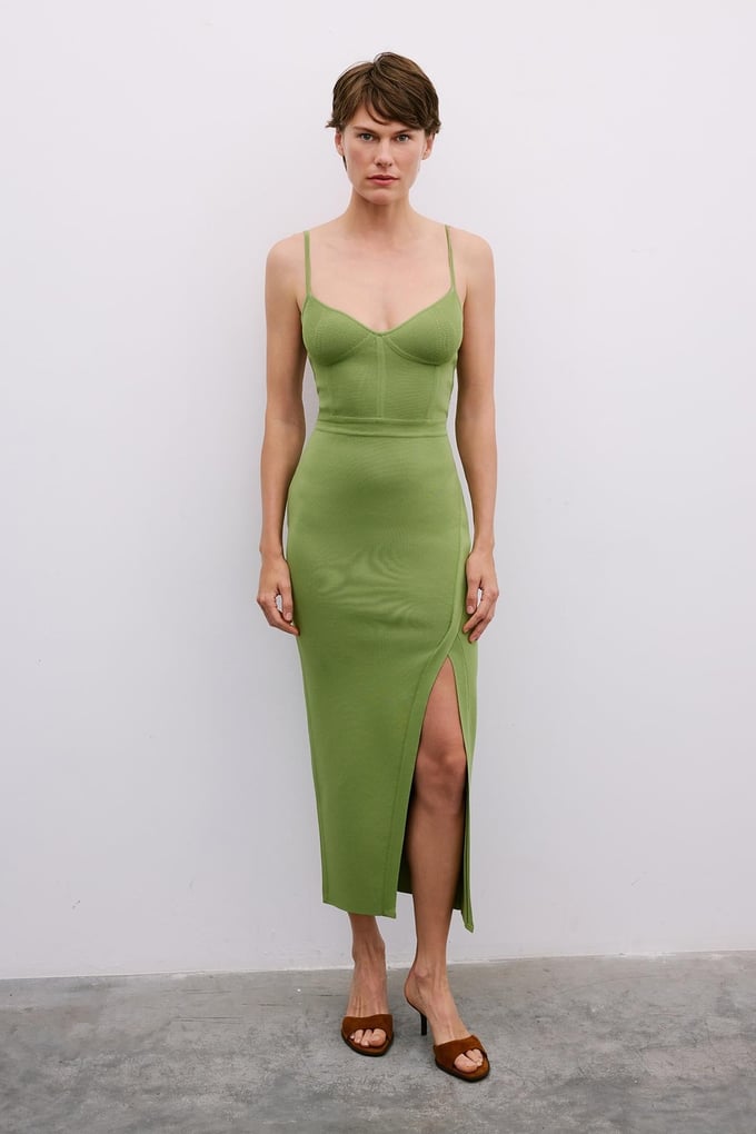 Backless Slit Long Green Dress