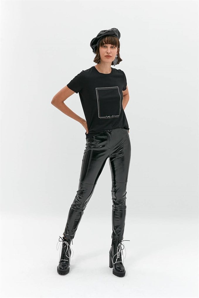 Siyah Rugan Slim Pantolon