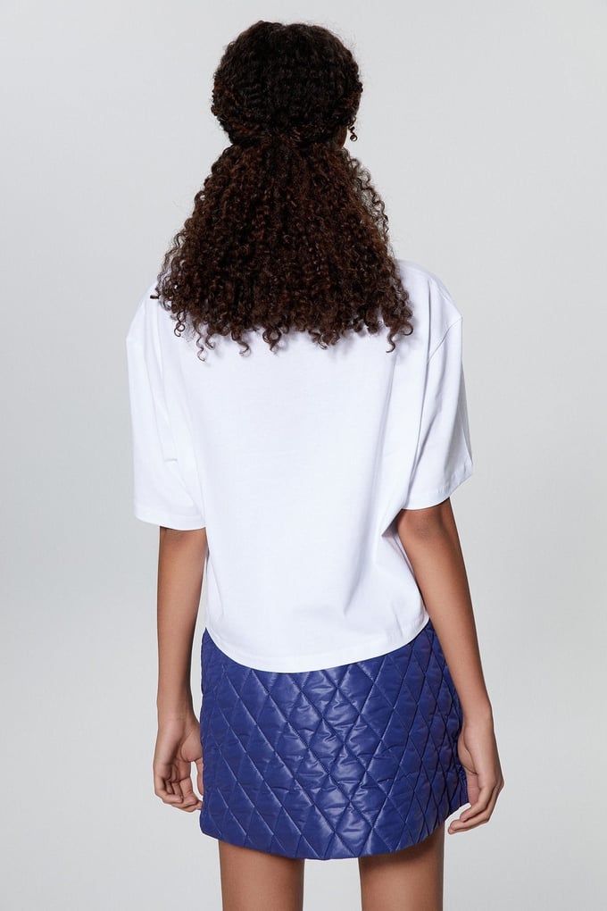 Taşlı Basic Beyaz T-Shirt