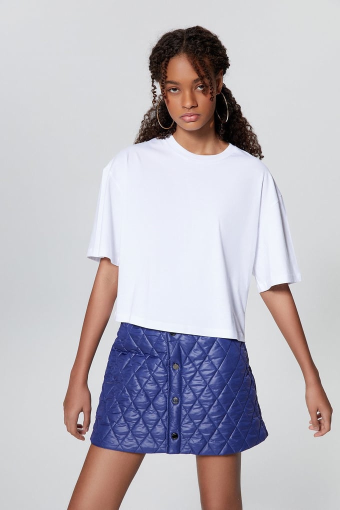 Taşlı Basic Beyaz T-Shirt