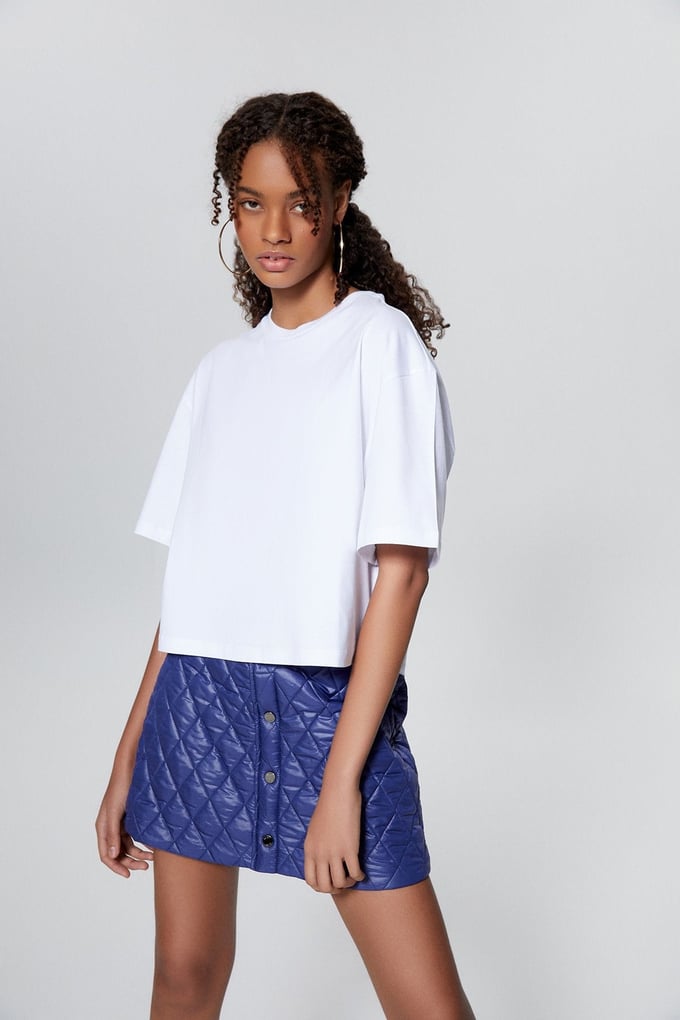 Taşlı Basic Beyaz T-Shirt