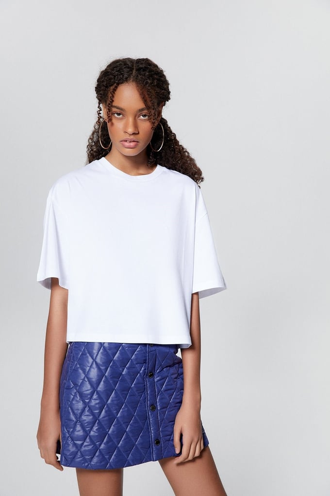 Taşlı Basic Beyaz T-Shirt