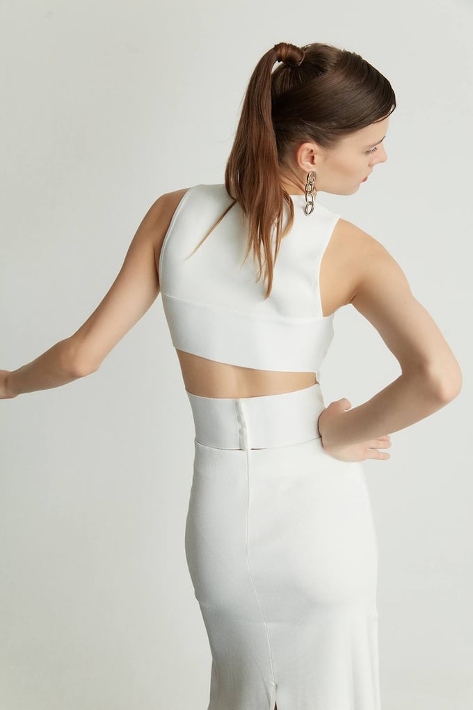 Triko Crop  Ekru Bluz