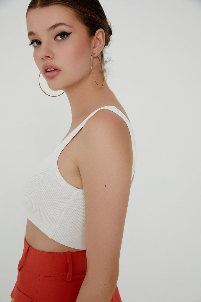 Triko Ekru Crop Top