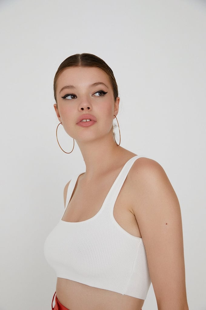 Triko Ekru Crop Top
