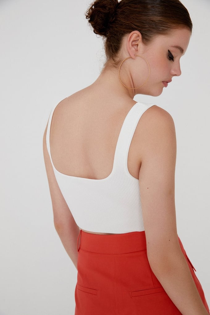 Triko Ekru Crop Top