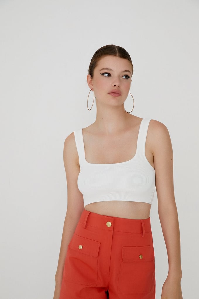 Triko Ekru Crop Top