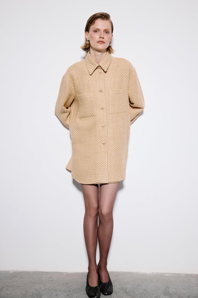 Camel Tweed Long Sleeve Shirt