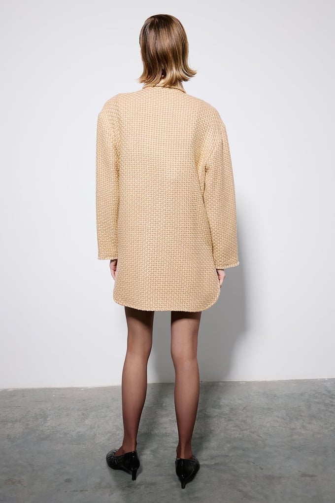 Camel Tweed Long Sleeve Shirt