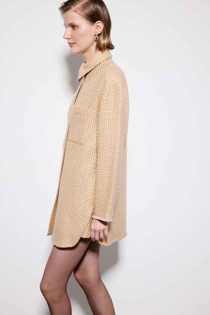 Camel Tweed Long Sleeve Shirt