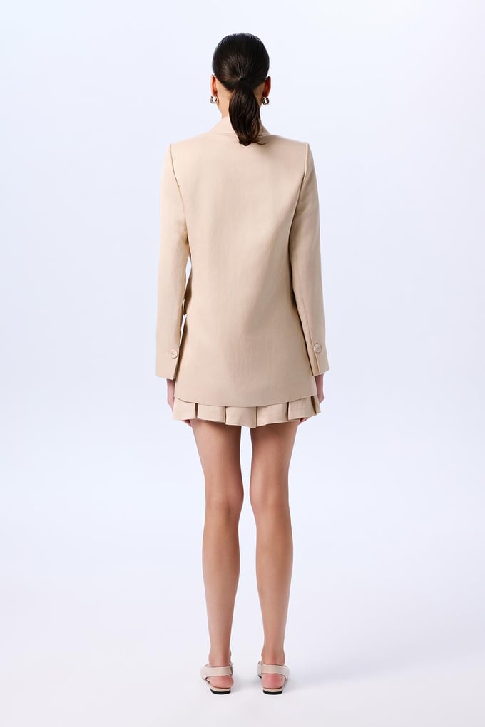 Long Sleeve Linen Beige Jacket  