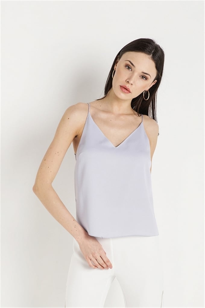 V Neck Thin Rope Strapped Blouse