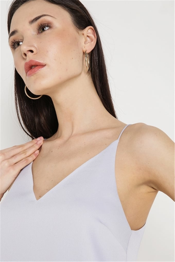 V Neck Thin Rope Strapped Blouse