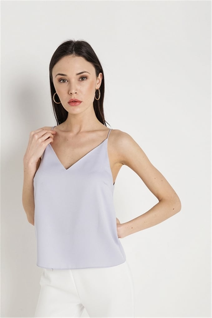V Neck Thin Rope Strapped Blouse