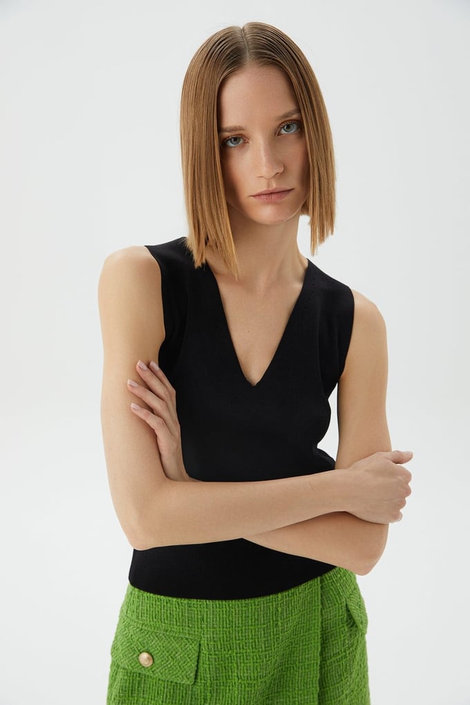 V-Neck Knit Top