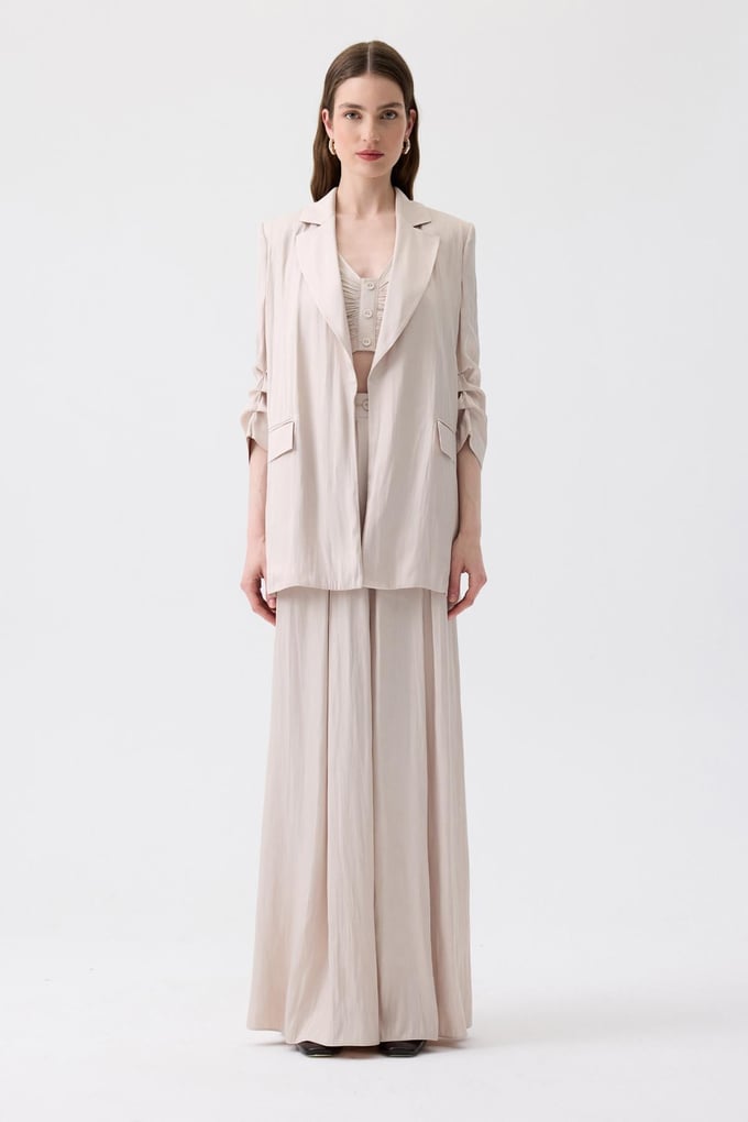 Padded Relaxed Fit Ecru Blazer