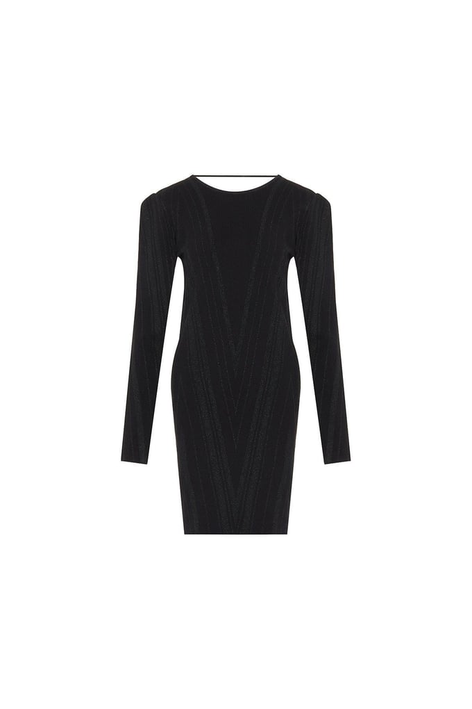 Padded Black Knit Mini Dress