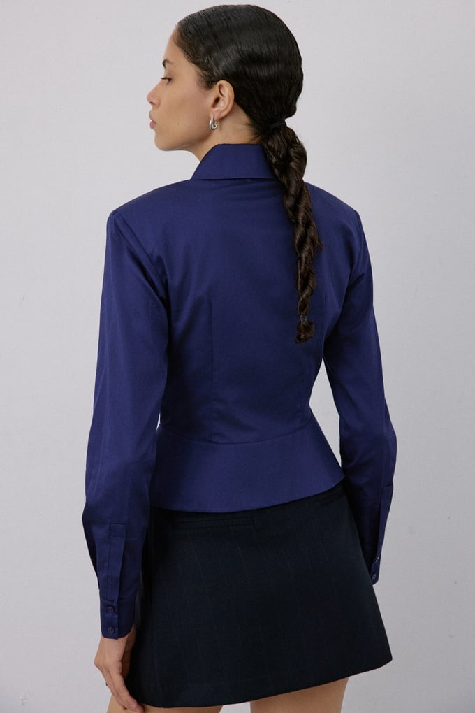 Padded Long Sleeve Navy Shirt