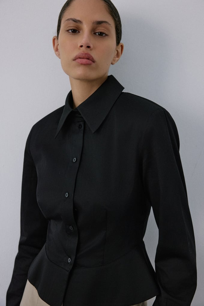 Padded Long Sleeve Black Shirt