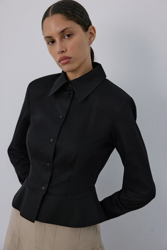 Padded Long Sleeve Black Shirt
