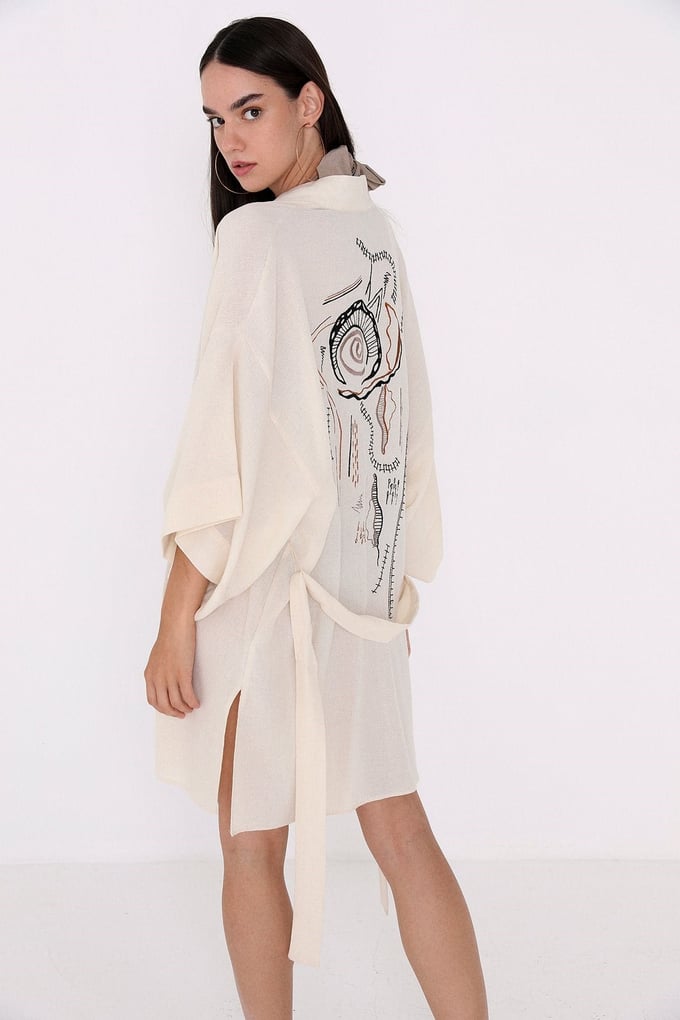 Yanları Yırtmaçlı Kimono